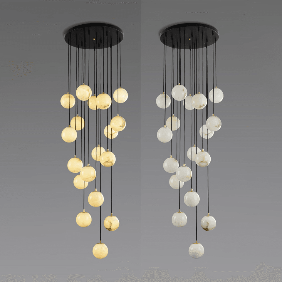 Jagmag Modern Alabaster Ball Chandelier - 18 Lights, 23.6-Inch - Statement Lighting - Fancy and Decorative lights - Brand name jagmag lights