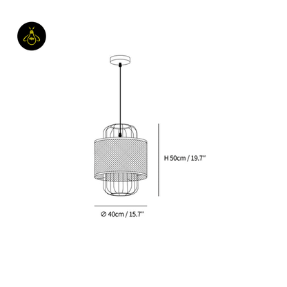 Jagmag Lights Rattan Pendant Lamp | Modern Woven Design | Natural Rattan Shade | 11.8-Inch | Natural Wood/Black Finish | For Living Room, Bedroom | Unique Shadow Play - Jagmag Lights