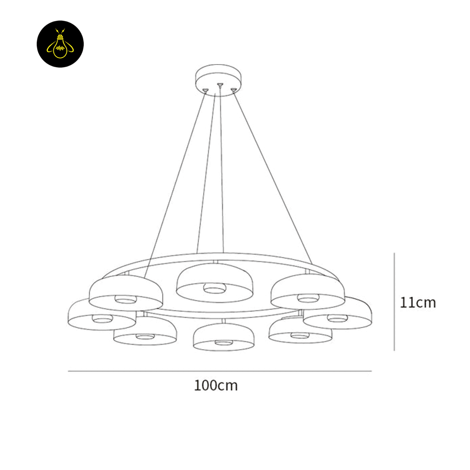 Jagmag Lights Solara LED Chandelier - 8 Lights, Brass Finish, 39.4-Inch Diameter - Bedroom, Small Living Room - Fancy and Decorative lights - Brand name jagmag lights