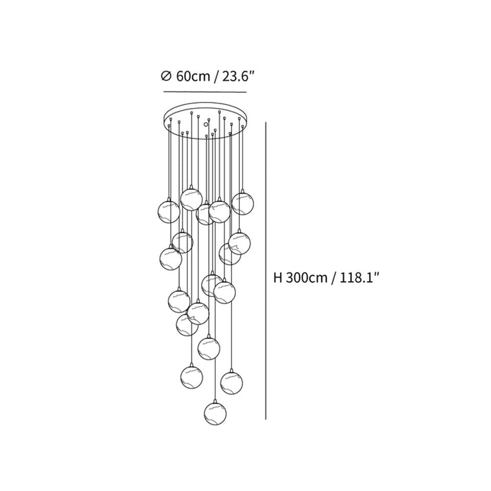 Jagmag Modern Alabaster Ball Chandelier - 18 Lights, 23.6-Inch - Statement Lighting - Fancy and Decorative lights - Brand name jagmag lights