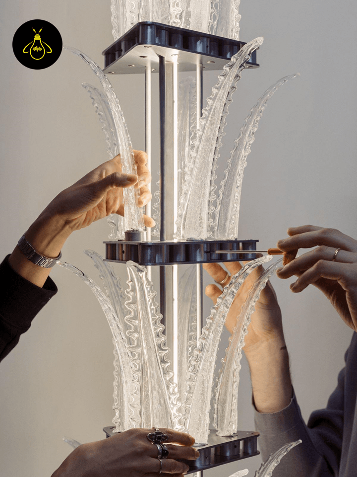 Jagmag Chandelier Light - Talar Collection, Handcrafted Murano Glass with Aluminum, 118x8x9 Inches, Dimmable LED for Luxurious Ambiance - Fancy and Decorative lights - Brand name jagmag lights