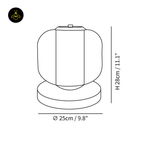 Jagmag Eira Marble Table Lamp - Black Base with Smoke Gray Glass Shade, 25cm, for Modern Interiors - Fancy and Decorative lights - Brand name jagmag lights