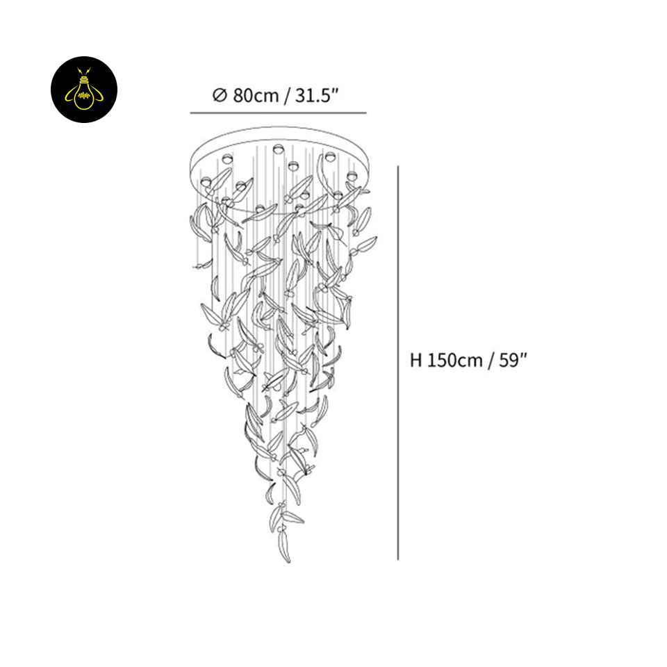 Jagmag Lights Crystal Feather Chandelier with Hand Blown Glass, 31.5-Inch, for Upscale Venues - Fancy and Decorative lights - Brand name jagmag lights