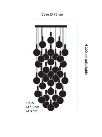 Jagmag Elegant Glass Sphere Chandelier - Satin Steel with Nickel Connectors, 78cm Base, for Luxurious Interiors - Fancy and Decorative lights - Brand name jagmag lights