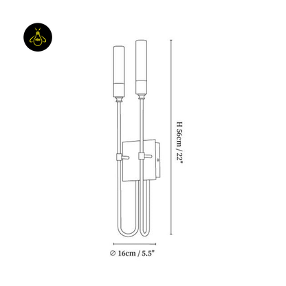 Jagmag Lights Double Arrow Wall Sconce with Paired Light Sources, 56cm Height, for Modern Elegance