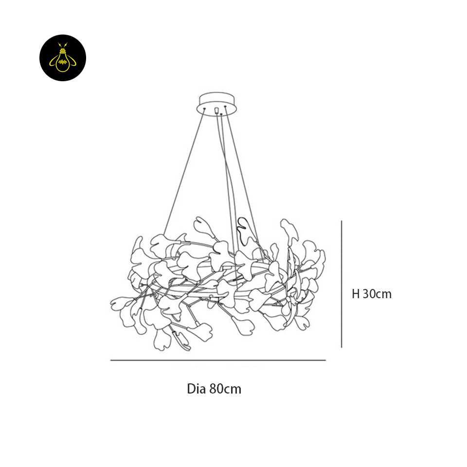 Jagmag Lights Ginkgo Leaf Chandelier with Ceramic Leaves, 31.5″ Diameter, Adjustable Height, for Living Room or Dining Room - Fancy and Decorative lights - Brand name jagmag lights