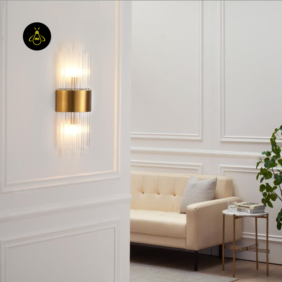 Gold-Plated Art Deco Glass Wall Lamp – Almeria Sconce | crystal glass wall light for Living & Hallway | Jagmag Lights