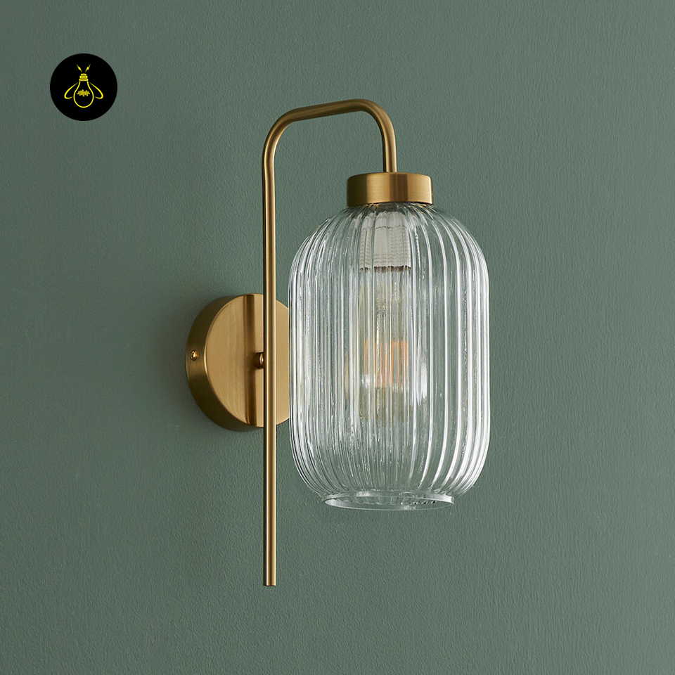Fluted Glass Wall Light – Vintage Golden Chandelier Light | Wall Light for Living & Bedroom | Jagmag Lights