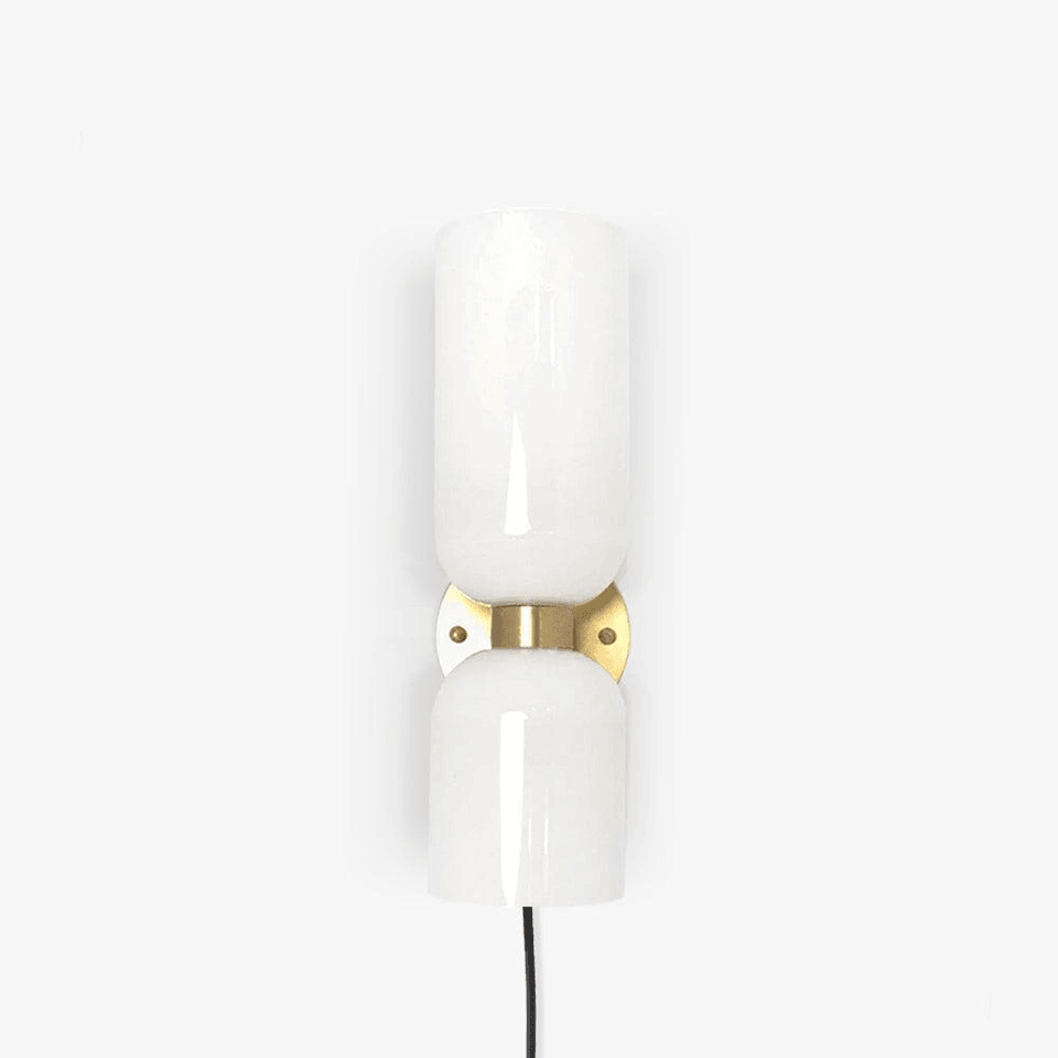 Jagmag Edie Brass Wall Sconce - Opal Glass, 35cm Height, for Elegant Interiors - Fancy and Decorative lights - Brand name jagmag lights