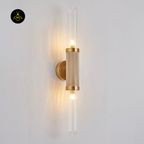 Jagmag Gold Wall Sconce with Clear Cylindrical Glass Shade, 29.9" Height, Modern Indoor Light