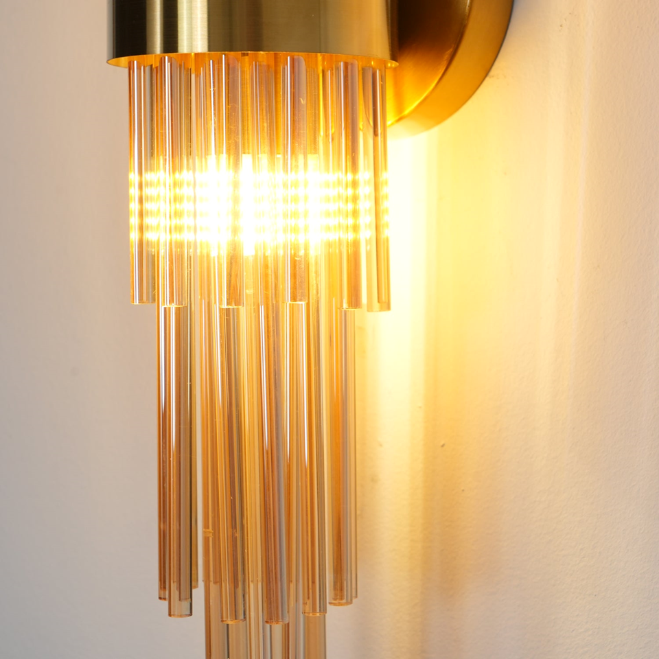 Jagmag Lights Streamline Wall Sconce with Gold-Plated Glass Tubes, 60cm Height, for Luxurious Indoor Spaces