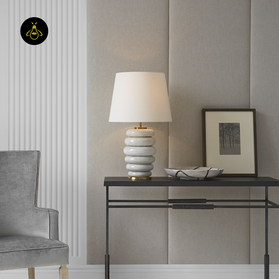 Jagmag Phoebe Ceramic Table Lamp - Stacked Pebble Design with Fabric Shade, 73cm, for Stylish Interiors