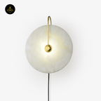 Jagmag Alabaster LED Wall Lamp - Plug-In, 25cm, Gold/Black, Set of 2 for Elegant Indoor Lighting - Fancy and Decorative lights - Brand name jagmag lights