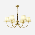 Fabric Shade Chandelier - Jagmag Modern Gold & Wood Chandelier - 6 Lights, 35.4-Inch - Living Room Lighting - Fancy and Decorative lights - Brand name jagmag lights