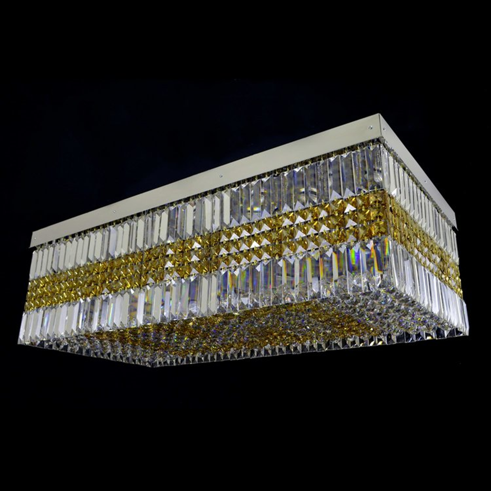 Jagmag Lights Fancy Rectangular Crystal Chandelier, for Living Room or Dining Room