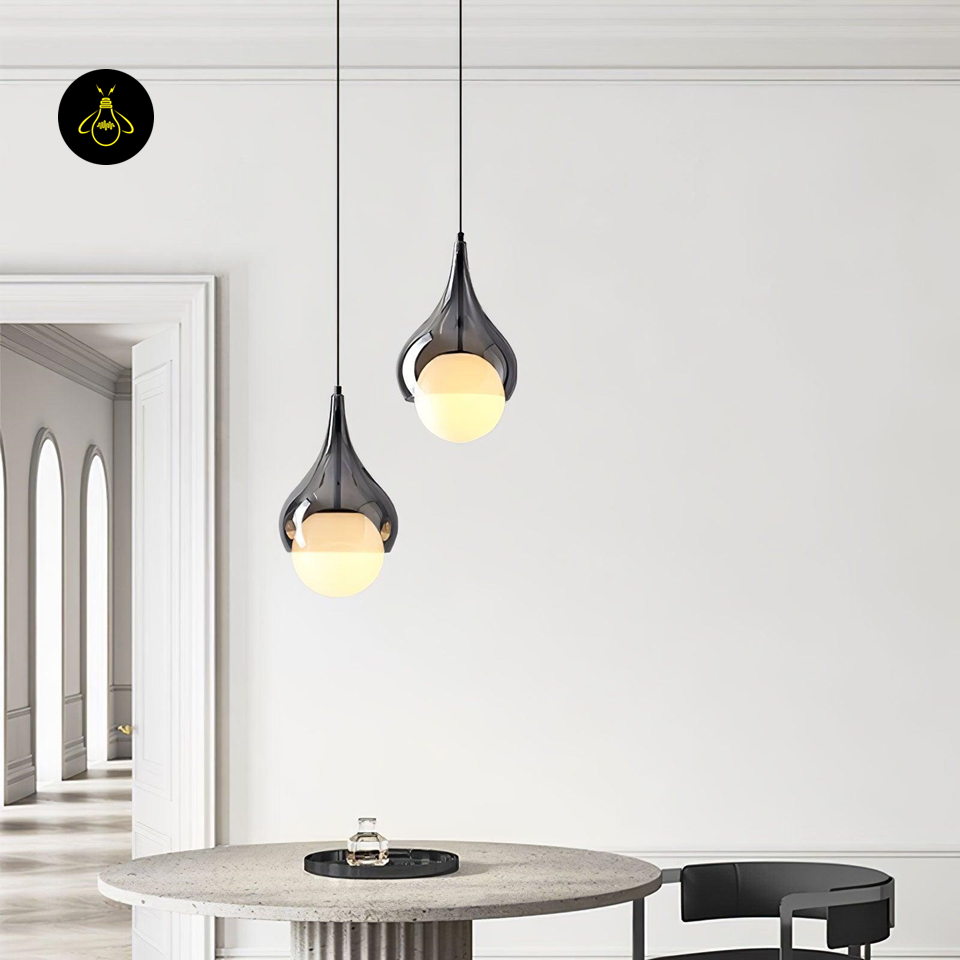 Jagmag Lights Glass Hanging Light | Quartet Pendant Series | LED | Smoked/White Glass