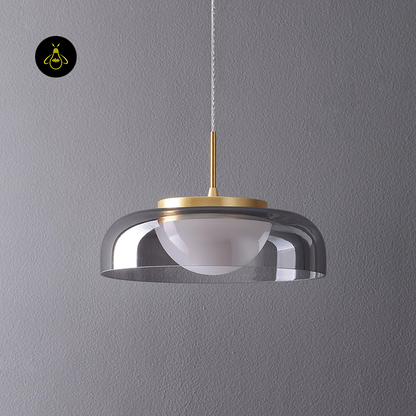 Jagmag Lights Modern Glass Hanging Light | LED | 8.7" | Gold/Smoke Grey | Living Room & Bedroom | Made in India