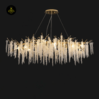 Jagmag Lights Wisteria Flower Crystal Chandelier with Gold Finish, 18″ Diameter, Adjustable Height, for Living Room or Dining Room - Fancy and Decorative lights - Brand name jagmag lights