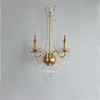 Jagmag Crystal Wall Sconce with Pearl Chain, French Design, 25.2" High, for Hallway, Bedroom & Living Room
