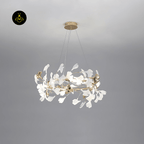 Jagmag Lights Ginkgo Leaf Chandelier with Ceramic Leaves, 31.5″ Diameter, Adjustable Height, for Living Room or Dining Room - Fancy and Decorative lights - Brand name jagmag lights