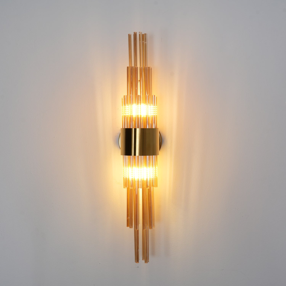 Jagmag Lights Streamline Wall Sconce with Gold-Plated Glass Tubes, 60cm Height, for Luxurious Indoor Spaces