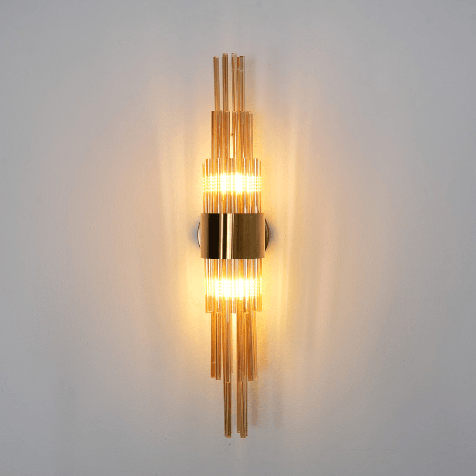 Jagmag Lights Streamline Wall Sconce with Gold-Plated Glass Tubes, 60cm Height, for Luxurious Indoor Spaces - Fancy and Decorative lights - Brand name jagmag lights