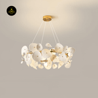 Jagmag Lights Lotus Petal Chandelier with Ceramic Design, 31.5″ Diameter, Adjustable Height, for Living Room or Dining Room - Fancy and Decorative lights - Brand name jagmag lights