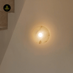 Jagmag Lights Alba Alabaster Wall Lamp with Halo Effect, 35cm Diameter, for Indoor Spaces - Fancy and Decorative lights - Brand name jagmag lights