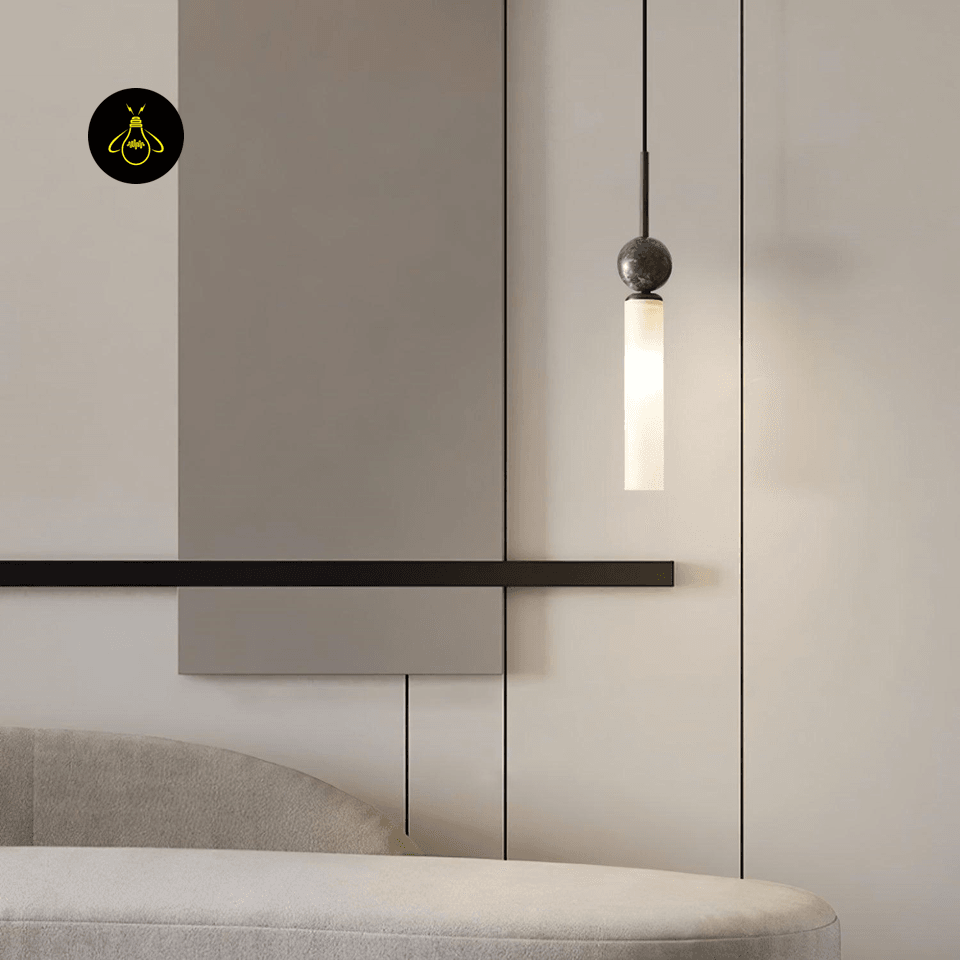 Jagmag Lights Stone Pendant Light | Modern Brass & Marble Design | G9 | Made in India - Fancy and Decorative lights - Brand name jagmag lights