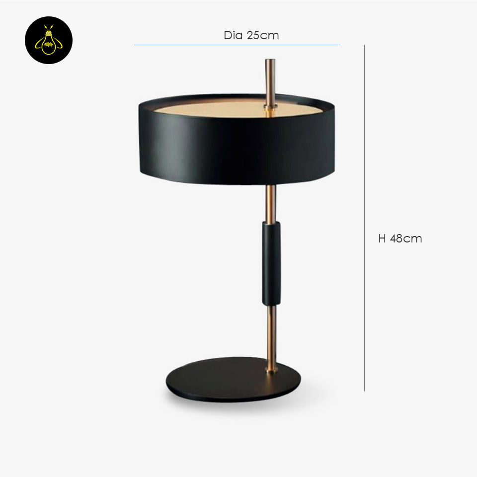 Jagmag Athezza Table Lamp - Iron Frame with Cylindrical Shade, 25cm, for Modern Interiors