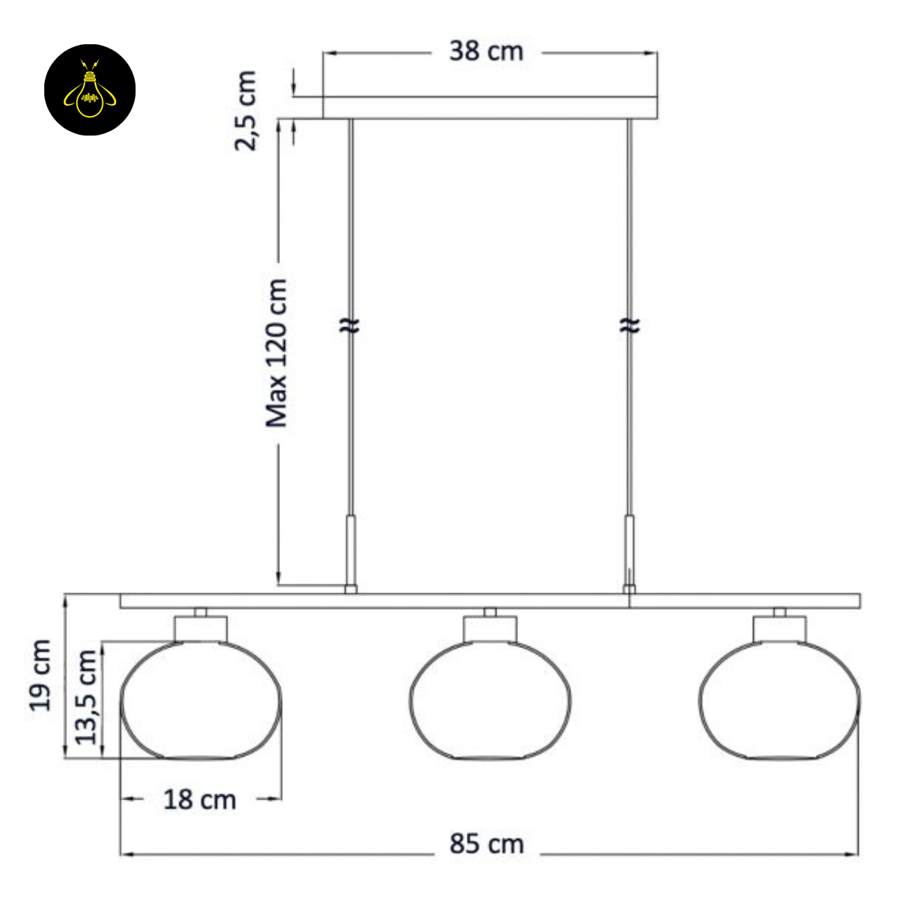 Glass & Metal Pendant Light – Triple White Glass Shade | Elegant Dining & Living Light for Home | Jagmag Lights