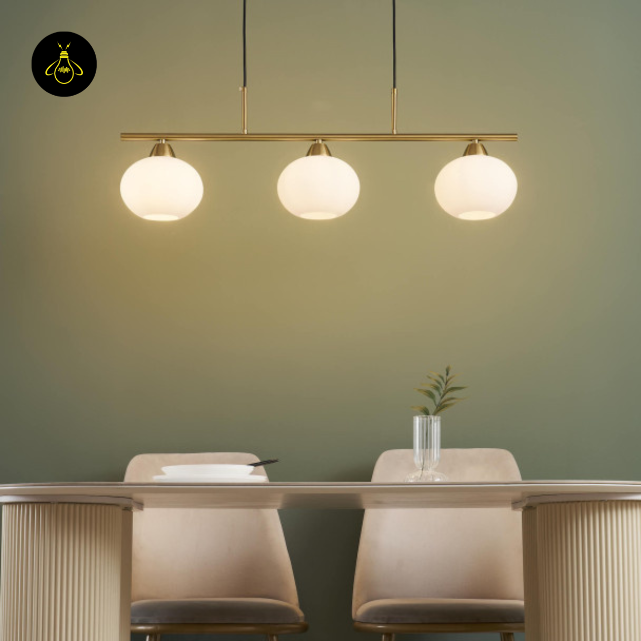 Glass & Metal Pendant Light – Triple White Glass Shade | Elegant Dining & Living Light for Home | Jagmag Lights