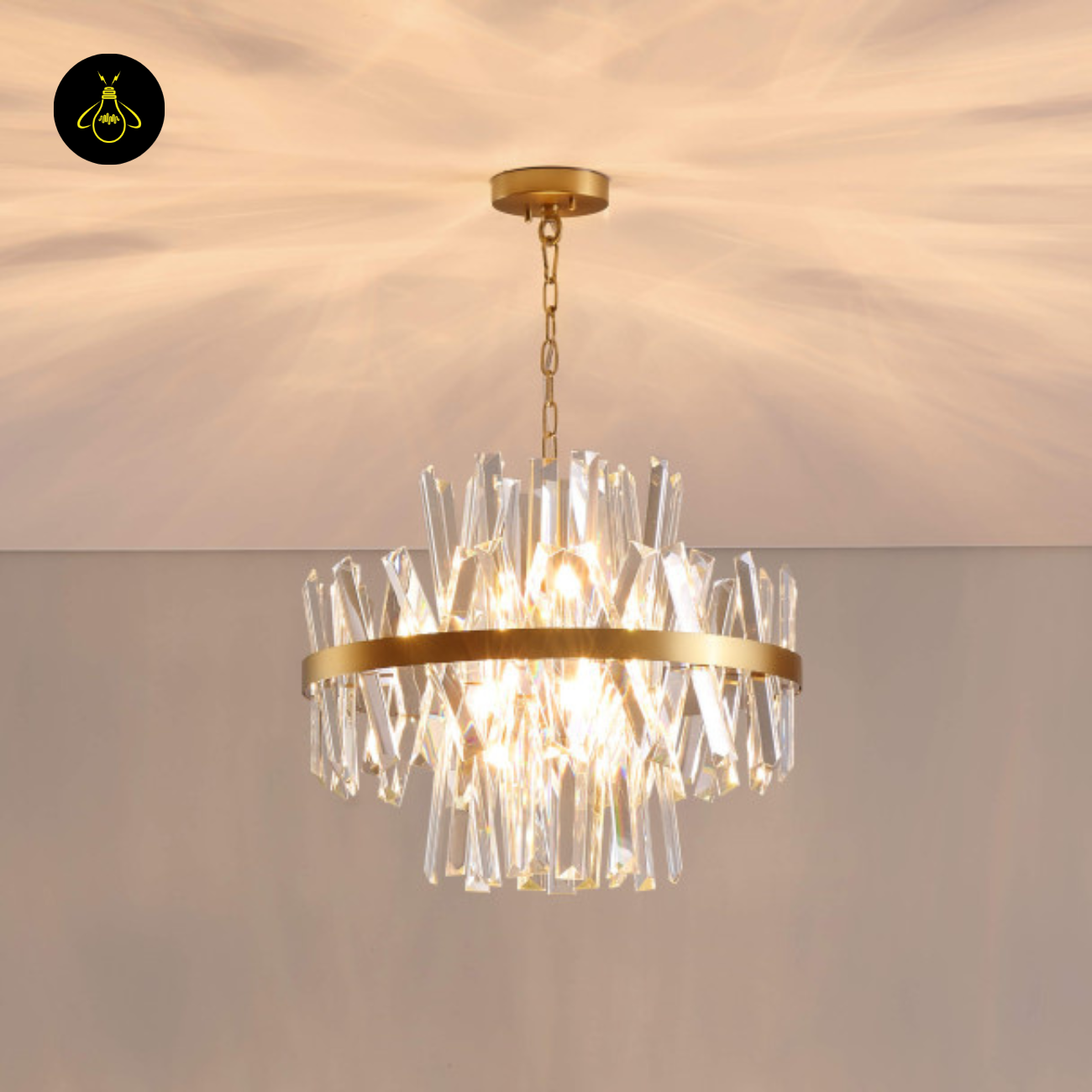 Gold Crystal Pendant Light – Transparent Pendants | Crystal Pendant Light for Living & Lounge | Jagmag Lights
