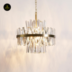 Gold Crystal Pendant Light – Transparent Pendants | Crystal Pendant Light for Living & Lounge | Jagmag Lights