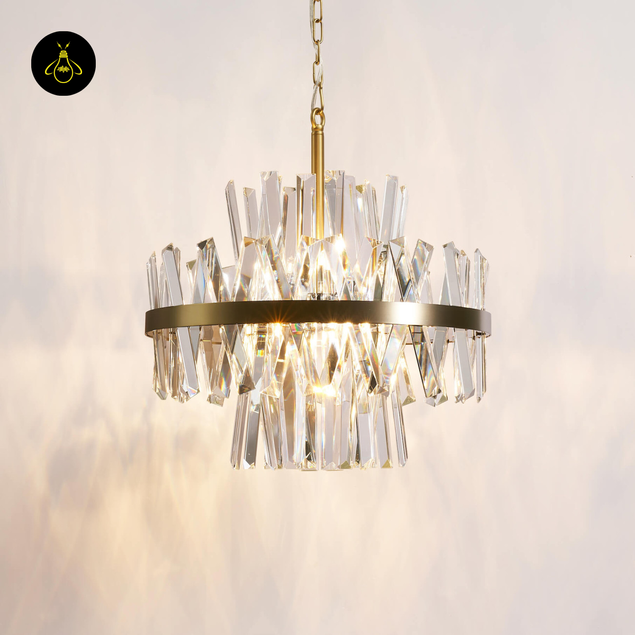 Gold Crystal Pendant Light – Transparent Pendants | Crystal Pendant Light for Living & Lounge | Jagmag Lights