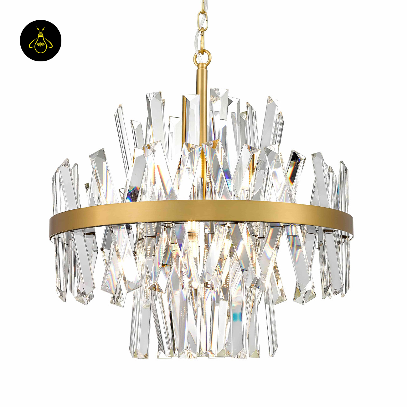 Gold Crystal Pendant Light – Transparent Pendants | Crystal Pendant Light for Living & Lounge | Jagmag Lights
