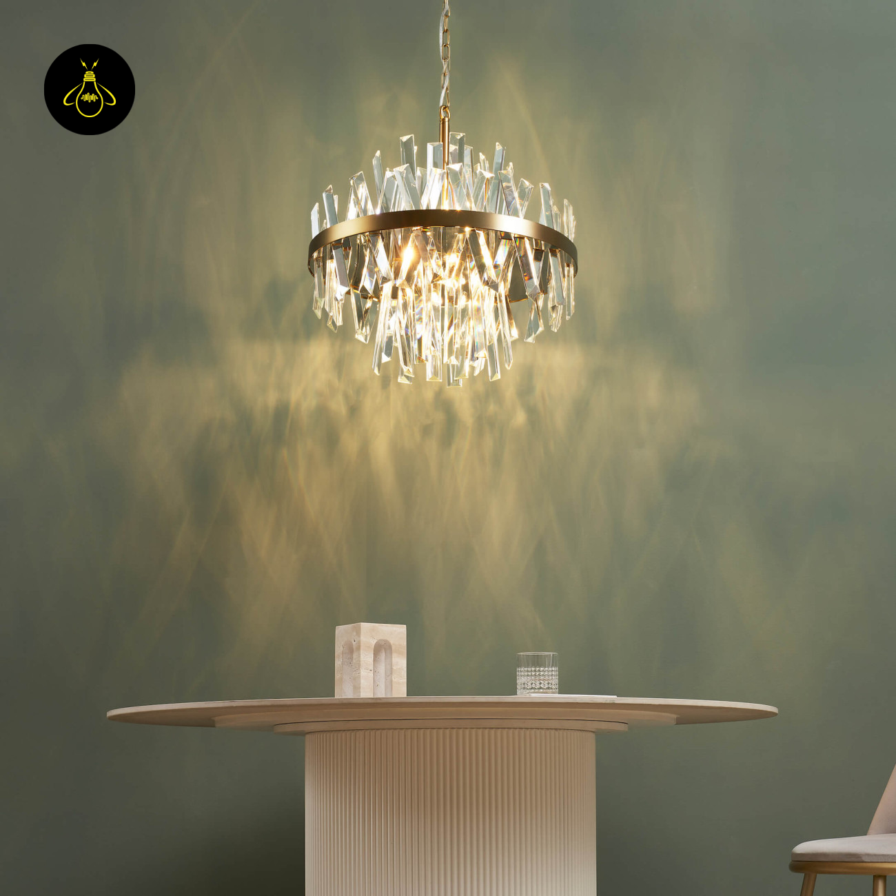 Gold Crystal Pendant Light – Transparent Pendants | Crystal Pendant Light for Living & Lounge | Jagmag Lights