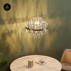 Gold Crystal Pendant Light – Transparent Pendants | Crystal Pendant Light for Living & Lounge | Jagmag Lights
