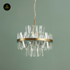 Gold Crystal Pendant Light – Transparent Pendants | Crystal Pendant Light for Living & Lounge | Jagmag Lights