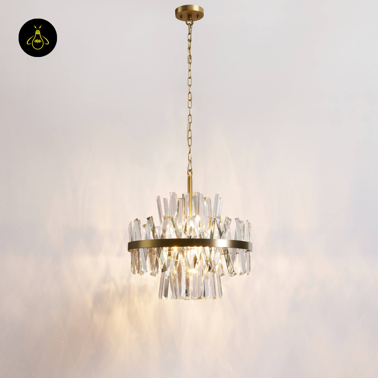 Gold Crystal Pendant Light – Transparent Pendants | Crystal Pendant Light for Living & Lounge | Jagmag Lights