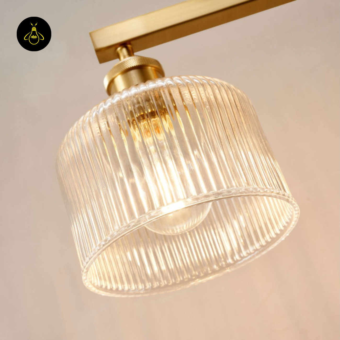 Brass Triple Pendant Light – Vintage Ribbed Glass | Vintage Brass Pendant Light  | Jagmag Lights