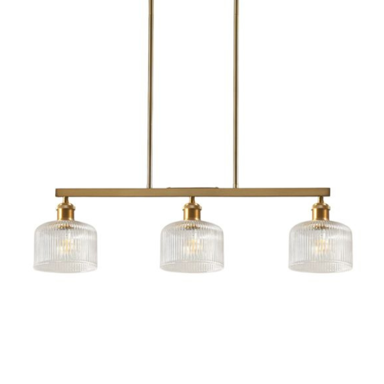 Brass Triple Pendant Light – Vintage Ribbed Glass | Vintage Brass Pendant Light  | Jagmag Lights