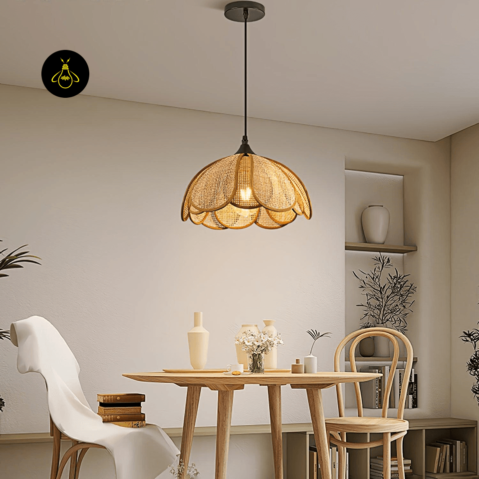 Jagmag Lights Bloom Rattan Pendant Lamp | Floral Design | E26/E27 - Fancy and Decorative lights - Brand name jagmag lights