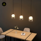 Glass hanging Light – Matt Black & Brass | Modern Hanging LIght for Kitchen Island & Dining Room | Jagmag Lights