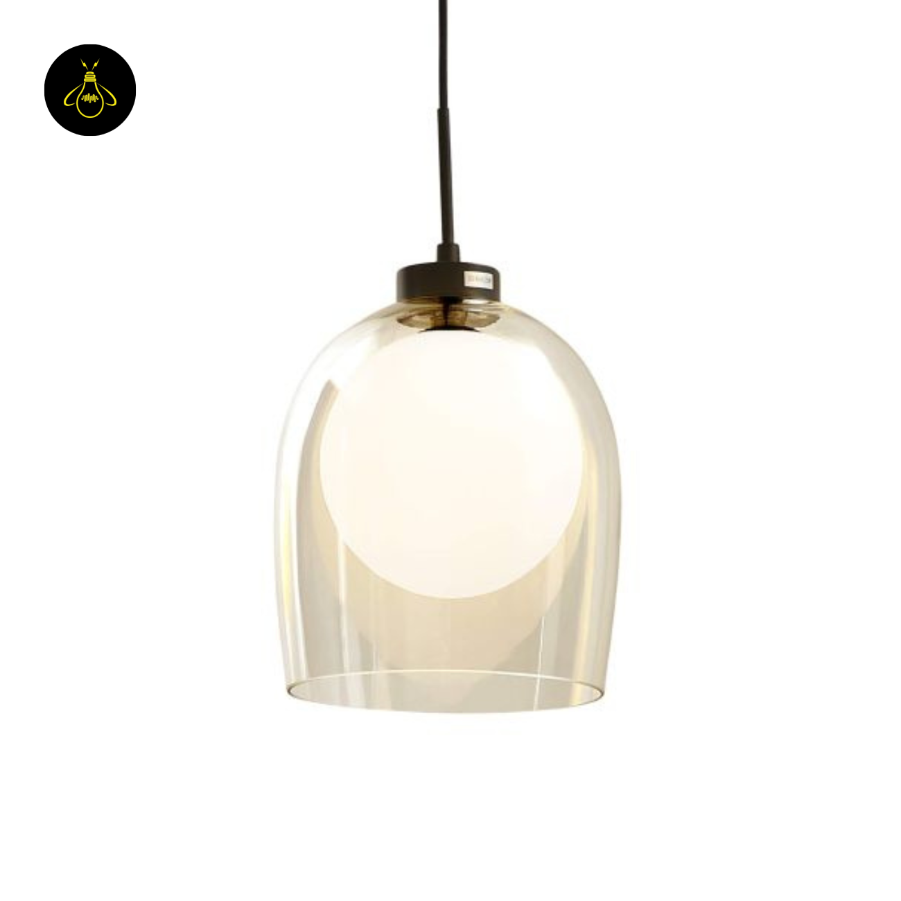 Glass hanging Light – Matt Black & Brass | Modern Hanging LIght for Kitchen Island & Dining Room | Jagmag Lights