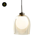Glass hanging Light – Matt Black & Brass | Modern Hanging LIght for Kitchen Island & Dining Room | Jagmag Lights
