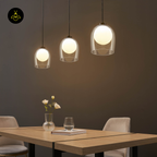 Glass hanging Light – Matt Black & Brass | Modern Hanging LIght for Kitchen Island & Dining Room | Jagmag Lights