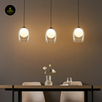 Glass hanging Light – Matt Black & Brass | Modern Hanging LIght for Kitchen Island & Dining Room | Jagmag Lights