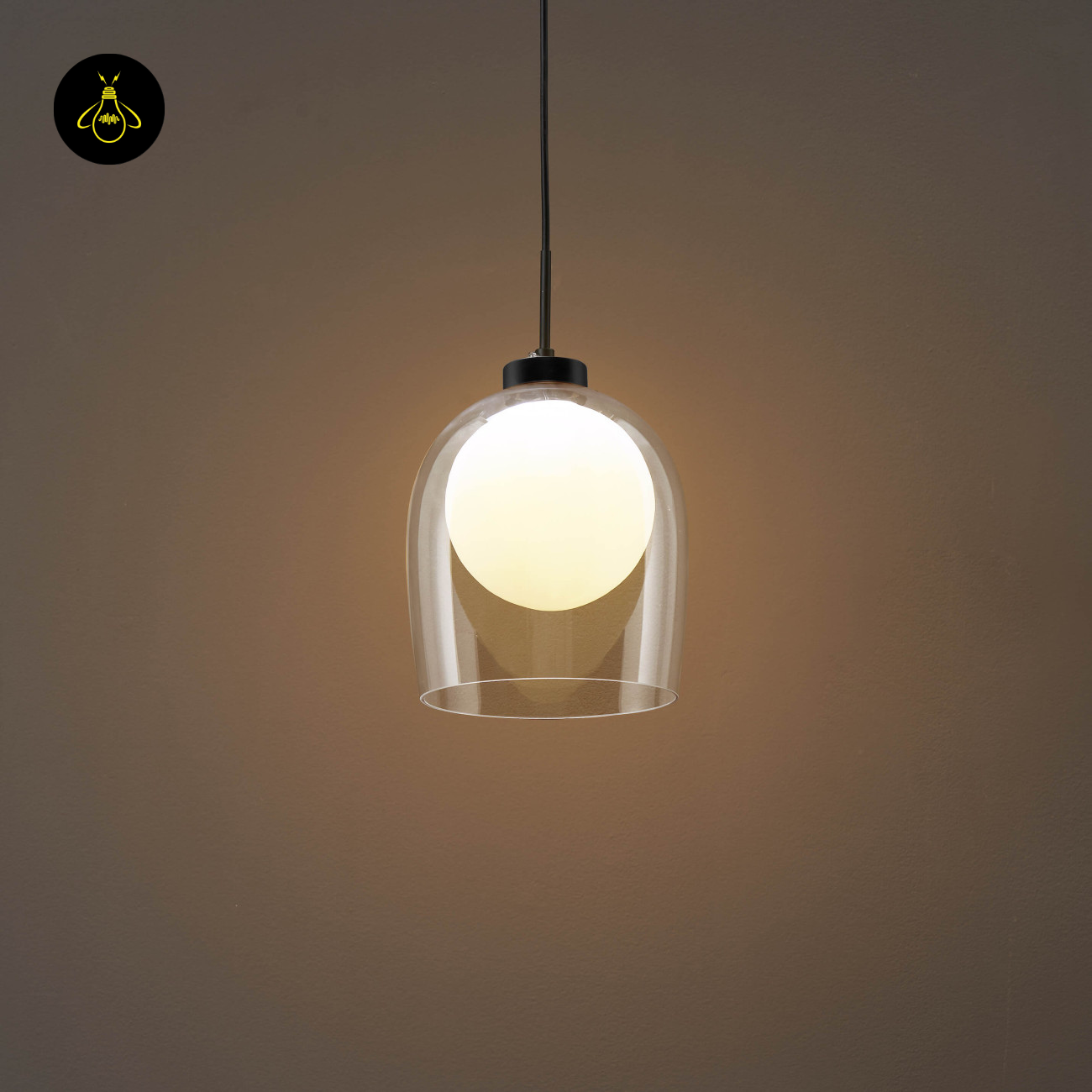 Glass hanging Light – Matt Black & Brass | Modern Hanging LIght for Kitchen Island & Dining Room | Jagmag Lights