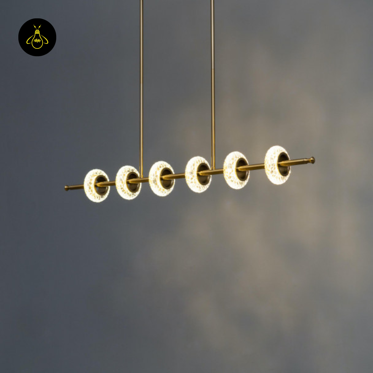 Metal & Beautiful Glass Horizontal LED Pendant – Gold Bar with Glass | Jagmag Lights